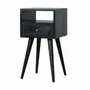 Night tables - Artisan Furniture Solid Wood Mini Ash Black Nightstand, 1 Drawer, 1 Open Slot, Ash Black - ARTISAN FURNITURE