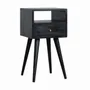 Night tables - Artisan Furniture Solid Wood Mini Ash Black Nightstand, 1 Drawer, 1 Open Slot, Ash Black - ARTISAN FURNITURE