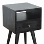 Night tables - Artisan Furniture Solid Wood Mini Ash Black Nightstand, 1 Drawer, 1 Open Slot, Ash Black - ARTISAN FURNITURE