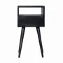 Night tables - Artisan Furniture Solid Wood Mini Ash Black Nightstand, 1 Drawer, 1 Open Slot, Ash Black - ARTISAN FURNITURE