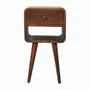 Night tables - Artisan Furniture Solid Wood Mini Chestnut Curve Lower Nightstand, 1 Drawer and Open Slot, Dark Brown - ARTISAN FURNITURE