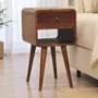 Night tables - Artisan Furniture Solid Wood Mini Chestnut Curve Lower Nightstand, 1 Drawer and Open Slot, Dark Brown - ARTISAN FURNITURE