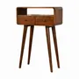 Console table - Artisan Furniture Solid Wood Mini Chestnut Console Table, 2 Drawers and Open Slot, Dark Brown - ARTISAN FURNITURE