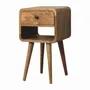 Tables de nuit - Artisan Furniture en bois massif Mini Chêne clair Courbe Lower Table de chevet, 1 Tiroir et Niche ouverte, Beige - ARTISAN FURNITURE