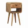 Tables de nuit - Artisan Furniture en bois massif Mini Chêne clair Courbe Lower Table de chevet, 1 Tiroir et Niche ouverte, Beige - ARTISAN FURNITURE