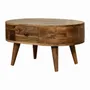 Coffee tables - Artisan Furniture Solid Wood Mini Oak-ish Rounded Coffee Table, 2 Drawers, Brown - ARTISAN FURNITURE