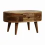 Coffee tables - Artisan Furniture Solid Wood Mini Oak-ish Rounded Coffee Table, 2 Drawers, Brown - ARTISAN FURNITURE