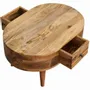 Coffee tables - Artisan Furniture Solid Wood Mini Oak-ish Rounded Coffee Table, 2 Drawers, Brown - ARTISAN FURNITURE