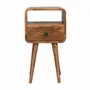 Night tables - Artisan Furniture Solid Wood Mini Oak-ish Curve Open Nightstand, 1 Drawer and Open Slot, Beige - ARTISAN FURNITURE