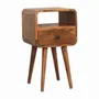 Night tables - Artisan Furniture Solid Wood Mini Oak-ish Curve Open Nightstand, 1 Drawer and Open Slot, Beige - ARTISAN FURNITURE