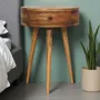 Night tables - Artisan Furniture Solid Wood Mini Oak-ish Circular Shape Nightstand, 1 Drawer, Brown - ARTISAN FURNITURE