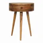 Night tables - Artisan Furniture Solid Wood Mini Oak-ish Circular Shape Nightstand, 1 Drawer, Brown - ARTISAN FURNITURE