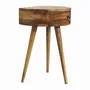Night tables - Artisan Furniture Solid Wood Mini Oak-ish Circular Shape Nightstand, 1 Drawer, Brown - ARTISAN FURNITURE