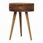 Night tables - Artisan Furniture Solid Wood Mini Oak-ish Circular Shape Nightstand, 1 Drawer, Brown - ARTISAN FURNITURE