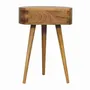 Night tables - Artisan Furniture Solid Wood Mini Oak-ish Circular Shape Nightstand, 1 Drawer, Brown - ARTISAN FURNITURE