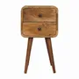 Night tables - Artisan Furniture Solid Wood Mini Oak-ish Curved Nightstand, 2 Drawers, Beige - ARTISAN FURNITURE