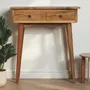 Console table - Artisan Furniture Solid Wood Mini Oak-ish Hallway Console Table, 2 Drawers, Brown - ARTISAN FURNITURE