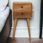 Night tables - Artisan Furniture Solid Wood Mini Oak-ish Nightstand, 2 Drawers, Beige - ARTISAN FURNITURE