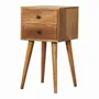 Night tables - Artisan Furniture Solid Wood Mini Oak-ish Nightstand, 2 Drawers, Beige - ARTISAN FURNITURE