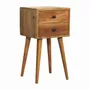 Night tables - Artisan Furniture Solid Wood Mini Oak-ish Nightstand, 2 Drawers, Beige - ARTISAN FURNITURE