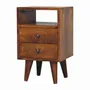Tables de nuit - Artisan Furniture en bois massif Mini Classic Commodenut Table de chevet, 2 Tiroirs et Niche ouverte, Marron Foncé - ARTISAN FURNITURE