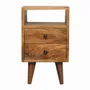 Tables de nuit - Artisan Furniture en bois massif Mini Classic Ouvert Table de chevet, 2 Tiroirs et Niche ouverte, Chêne clair, Marron - ARTISAN FURNITURE