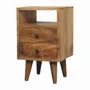 Tables de nuit - Artisan Furniture en bois massif Mini Classic Ouvert Table de chevet, 2 Tiroirs et Niche ouverte, Chêne clair, Marron - ARTISAN FURNITURE