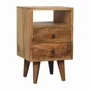 Tables de nuit - Artisan Furniture en bois massif Mini Classic Ouvert Table de chevet, 2 Tiroirs et Niche ouverte, Chêne clair, Marron - ARTISAN FURNITURE