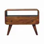 Meubles TV - Artisan Furniture en bois massif Mini Commodenut Courbé Meuble TV, 1 Tiroir, 1 Niche ouverte, Marron Foncé - ARTISAN FURNITURE
