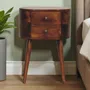 Night tables - Artisan Furniture Solid Wood Mini Chestnut Rounded Nightstand Table, 2 Drawers, Dark Brown - ARTISAN FURNITURE
