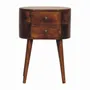 Night tables - Artisan Furniture Solid Wood Mini Chestnut Rounded Nightstand Table, 2 Drawers, Dark Brown - ARTISAN FURNITURE