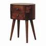 Night tables - Artisan Furniture Solid Wood Mini Chestnut Rounded Nightstand Table, 2 Drawers, Dark Brown - ARTISAN FURNITURE