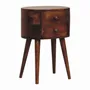 Night tables - Artisan Furniture Solid Wood Mini Chestnut Rounded Nightstand Table, 2 Drawers, Dark Brown - ARTISAN FURNITURE