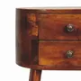 Night tables - Artisan Furniture Solid Wood Mini Chestnut Rounded Nightstand Table, 2 Drawers, Dark Brown - ARTISAN FURNITURE