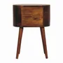 Night tables - Artisan Furniture Solid Wood Mini Chestnut Rounded Nightstand Table, 2 Drawers, Dark Brown - ARTISAN FURNITURE