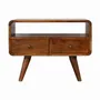 TV stands - Artisan Furniture Solid Wood Mini Chestnut Curved Media Unit, 2 Drawers and Open Slot, Dark Brown - ARTISAN FURNITURE