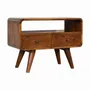 TV stands - Artisan Furniture Solid Wood Mini Chestnut Curved Media Unit, 2 Drawers and Open Slot, Dark Brown - ARTISAN FURNITURE
