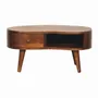 Coffee tables - Artisan Furniture Solid Wood Mini Chestnut Wave Coffee Table, 1 Drawer and Open Slot, Dark Brown - ARTISAN FURNITURE