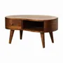 Coffee tables - Artisan Furniture Solid Wood Mini Chestnut Wave Coffee Table, 1 Drawer and Open Slot, Dark Brown - ARTISAN FURNITURE