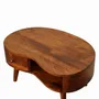 Coffee tables - Artisan Furniture Solid Wood Mini Chestnut Wave Coffee Table, 1 Drawer and Open Slot, Dark Brown - ARTISAN FURNITURE