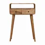 Console table - Artisan Furniture Solid Wood Mini Curved Oak-ish Console Table, 2 Drawers and Open Slot, Brown - ARTISAN FURNITURE