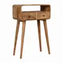 Console table - Artisan Furniture Solid Wood Mini Curved Oak-ish Console Table, 2 Drawers and Open Slot, Brown - ARTISAN FURNITURE