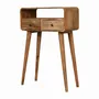Console table - Artisan Furniture Solid Wood Mini Curved Oak-ish Console Table, 2 Drawers and Open Slot, Brown - ARTISAN FURNITURE