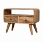 TV stands - Artisan Furniture Solid Wood Mini Curved Oak-ish Media Unit, 2 Drawers and Open Slot, Brown - ARTISAN FURNITURE