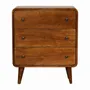 Chests of drawers - Artisan Furniture Solid Wood Mini Curved Chestnut Chest, 3 Drawers, Dark Brown - ARTISAN FURNITURE