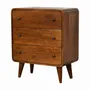 Chests of drawers - Artisan Furniture Solid Wood Mini Curved Chestnut Chest, 3 Drawers, Dark Brown - ARTISAN FURNITURE