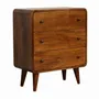 Chests of drawers - Artisan Furniture Solid Wood Mini Curved Chestnut Chest, 3 Drawers, Dark Brown - ARTISAN FURNITURE