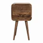 Night tables - Artisan Furniture Solid Wood Mini Curved Grey Washed Nightstand, 2 Drawers, Brown - ARTISAN FURNITURE