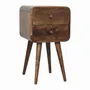 Night tables - Artisan Furniture Solid Wood Mini Curved Grey Washed Nightstand, 2 Drawers, Brown - ARTISAN FURNITURE