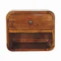 Night tables - Artisan Furniture Solid Wood Mini Curve Floating Nightstand, 1 Drawer and Open Slot, Dark Brown - ARTISAN FURNITURE